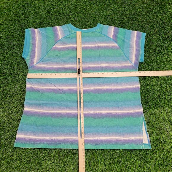 Vintage 90s Surfer Shirt Womens Large 24x26 Baggy Striped - Picture 4 of 15